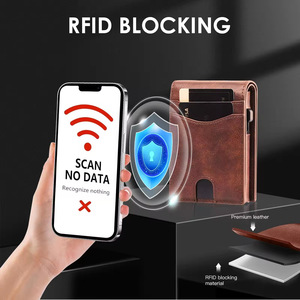 <b>RFID</b> <b>Blocking</b> Pop-Up Credit Card Holder Magnetic Detachable <b>Wallet</b> For Men Vertical Square Genuine Leather Everyday Use - Product Image 3