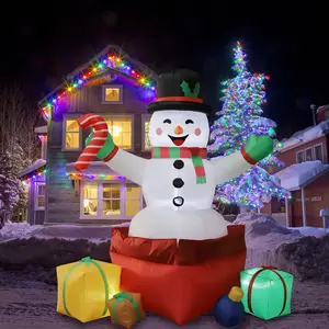 Muñeco de nieve inflable de Navidad de 6 pies, con luz LED Decoración navideña para decoraciones de jardín de patio interior y exterior