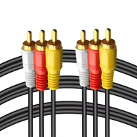 1.5M/3m/5M/10M altın kablo 3 RCA erkek 3 RCA erkek kompozit ses Video AV kablo kordonu TV DVD bağlamak uydu TV alıcısı