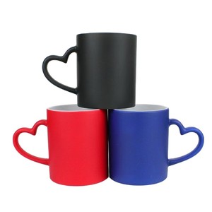 Ceramic Heart Handle Mug Solid Color Frosted Coated Blank For Logo Printing Giveaways Single <b>Cup</b> - Product Image 1