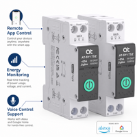 Interruptor de Circuito Inteligente WiFi 63A 1P+N con Medición de KWh, Monitoreo de Energía, Relé Temporizador, MCB y Riel DIN Azul para Cargas Domésticas