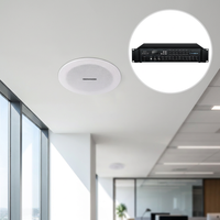 3RD DREAM DS527 Sistem Notifikasi Massal 6-Zona yang Dapat Disesuaikan 350W-1000W 100V PA Amplifier Kit Speaker In-Ceiling dengan Remote Control