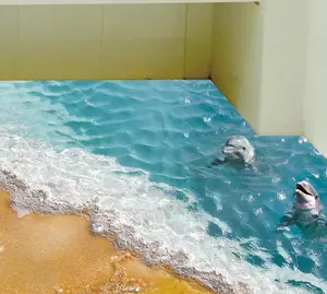 Pegatina tridimensional para suelo de estrella de mar, papel tapiz de 3D adecuado para habitaciones de niños, stock disponible