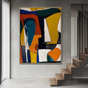 Arte Abstracto Moderno de Cubismo, Pintura al Óleo con Formas Geométricas para Decoración del Hogar, para Sala de Estar, sobre Lienzo - Product Image 2