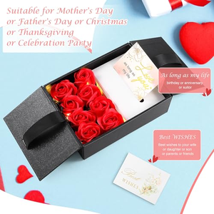 Boîte à bijoux en forme de rectangle à double porte pour collier pendentif fleur de rose, idéale pour la Saint-Valentin et l'emballage cadeau - Product Image 4