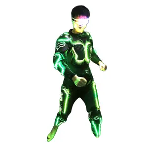 High Quality LED Lighting Suit Armor Tron Legacy Luminescent Clothes With Glasses Gloves Kneecap For Night Club Stage Party Show