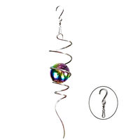 Boule de jardin en acrylique avec spirale tournante, finition miroir, décorative, à suspendre avec crochet pivotant, pour intérieur et extérieur, ornement de jardin