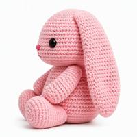 Peluche Lapin Tricoté en Tissu Doux, Jouet en Peluche Lapin Tricoté en Gros, Adorable Poupée Lapin Tricotée Animalière