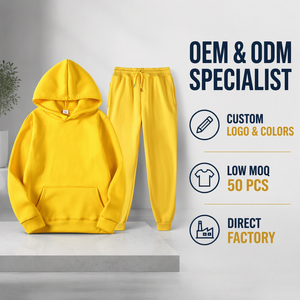 Professional Custom Logo <b>Yellow</b> Fleece <b>Tracksuit</b> with Pullover Hoodie and Matching Jogger Pants for Streetwear Fashion Brands - Product Image 5