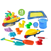 Ensemble de jouets de plage d'été, accessoires de dinosaures de plage, seau pliable portable, tricycle, table à sable pour enfants