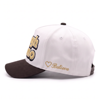 Casquette de baseball personnalisée haut de gamme bicolore, 5 panneaux structurés, logo brodé en relief 3D, marque privée, casquette snapback, vente en gros