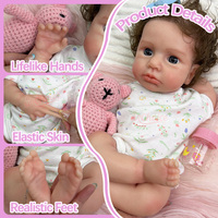 Poupée Reborn en Silicone Corps Entier à Bouche Ouverte de 18 Pouces, Cheveux Bruns Implantés, Style Bébé Adorable, Idéale pour la Photographie, Fourniture en Gros