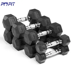 Goedkope Prijs Workout Oefening Gym Halter 5Kg 7.5Kg 10Kg 15Kg 20Kg Zwart Rubber Hex Halter set Iron Grip Dumbbells