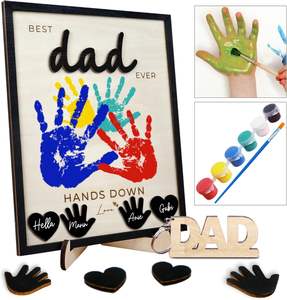 Hands Down Best Mom Ever DIY Handprint Kit with Non-Toxic Paints, Wood Frame &amp; Keychain - Birthday Mother's Day <strong>Gift</strong> for <strong>Mum</strong> - Product Image 1