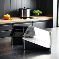 Barquette en plastique jetable avec couvercle transparent, rectangulaire, en PET et PP, taille personnalisable, OEM/ODM disponible, emballage alimentaire pour gâteaux