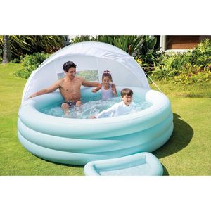 INTEX 57195 SWIM CENTER CANOPY LOUNGE POOL Family Outdoor PVC Round Three Ring <span class=keywords><strong>Piscina</strong></span> inflable con asientos inflables - Product Image 1