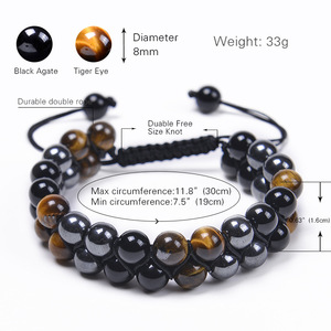 Premium Adjustable Tiger Eye Hematite <b>Beads</b> Unisex <b>Bracelet</b> Stylish Trendy Design Natural Energy Stone Essential Oil 19-30cm - Product Image 6