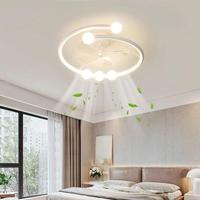 Ventilateur de plafond moderne en métal avec télécommande LED, 6 vitesses, à intensité variable, faible bruit, pour salle de bain, salle à manger, chambre à coucher
