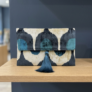 Geometric Pattern Textile <b>Clutch</b> With Tassel Bohemian Evening <b>Bag</b> For Women - Product Image 3