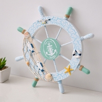 Mini ornement mural en bois MDF sculpté et gravé, forme de gouvernail méditerranéen, 28 cm