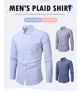 Nouvelle chemise décontractée à carreaux en <span class=keywords><strong>coton</strong></span> perlé de haute qualité, coupe ample, grande taille, style européen et américain, à manches longues, collection automne 2026, pour homme japonais - Product Image 2