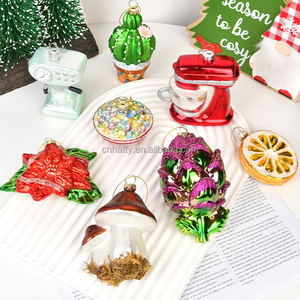 Adornos Navideños de Cristal Hechos a Mano al por Mayor, de Alta Calidad, a Todo Color, Serie de Adornos Colgantes para Árbol, Diseño Moderno - Product Image 2