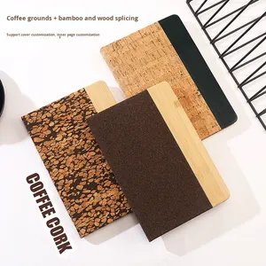 Cross-Border Coffee Grounds Bamboo Wood Grain Stitching Eco-Friendly Cork Grain Notebook Set <b>A5</b> <b>Notepad</b> Foreign Trade - Product Image 1