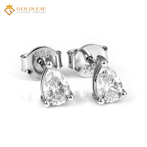ต่างหูเพชรโมอิสซาไนต์ทรงหยดน้ำ/ทรงกลม รุ่น S925 เงินแท้จาก Goldleafgem ประดับเพชรแล็บคุณภาพสูง สำหรับผู้หญิง - Product Image 5