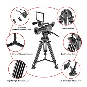 Trépied de diffusion robuste avec tête fluide pour caméscope Canon Nikon <span class=keywords><strong>Sony</strong></span> DSLR - Product Image 3
