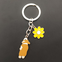 Gantungan Kunci Chrome Enamel Bunga-bunga Lucu Corgi, Gantungan Tas Remaja yang Menawan, Grosir Gantungan Kunci Hewan Persahabatan yang Sangat Menggemaskan