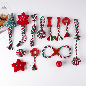 Jouets de Noël pour chiens, nœuds en corde tressée, jouets à mâcher durables pour chiens, cadeau de Noël - Product Image 1