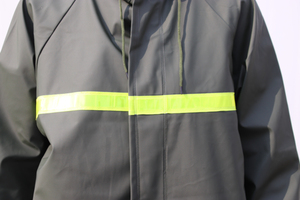 Men's 0.45mm Heavy-Duty <b>Waterproof</b> PVC Polyester Long Raincoat with Hood and High-Visibility Reflective - Product Image 4