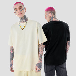 Camiseta de calle de Algodón 100% con hombros caídos de gran tamaño con estampado personalizado de alta calidad para hombre, tela de punto en blanco de peso pesado - Product Image 2