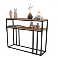 Moderner Minimalistischer Konsolentisch mit Holzplatte und Metallgestell für Eingangsbereich Wohnzimmermöbel
