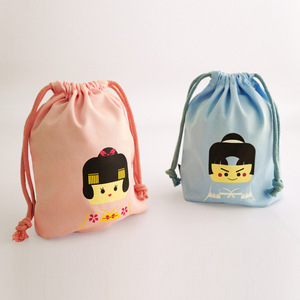 Sac à cordon de serrage de dessin animé japonais, sac de rangement multifonction bleu clair et rouge pour le déjeuner - Product Image 2
