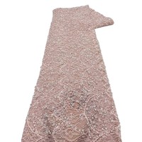 Tissu en dentelle brodée avec appliques de sequins et perles, décorations florales, motif élégant, matière polyester, largeur 122 cm, printemps/été