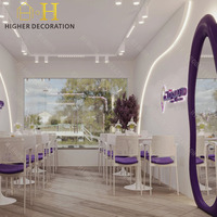 Mobilier pour magasin de crème glacée, ensemble table et chaises de café, comptoir de réception, design intérieur élégant pour boutique de crème glacée
