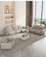 Canapé de salon modulaire moderne en cuir à trois places avec chaise longue électrique multifonctionnelle et port de charge