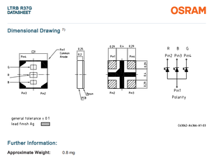 OSRAMs Multi Chip <b>LED</b> LTRBR37G-4R4S-0125 545nm 630nm 480nm Multi-Color <b>LED</b> Chip For RGB Backlighting - Product Image 6