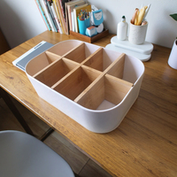 Organiseur de bureau en bambou écologique ZERO PLASTIC à 6 compartiments pour articles ménagers et fournitures de bureau