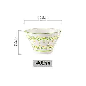 Venta al por mayor estilo japonés forma cónica cerámica Ramen Bowl sombrero de bambú fideos <span class=keywords><strong>sopa</strong></span> arroz cuencos tazón de cerámica con oro - Product Image 2