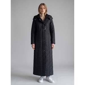 Manteau matelassé à capuche noir Vetre, 142 cm de long, parka pour femme, tailles 42-58, imperméable, doublure en fausse fourrure, fermeture éclair et boutons-pression, chaud - Product Image 2