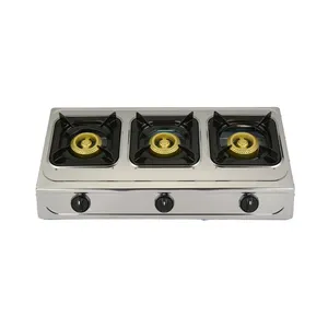 Cubierta de hierro fundido para estufa de gas, 3 quemadores, encimera de mesa de acero inoxidable, electrodomésticos, cocina, gran oferta