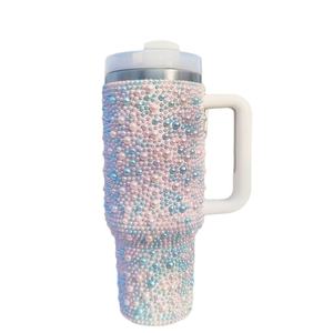 For <strong>Stanley</strong> Modern Style 40oz <strong>Handle</strong> Cup 304 Stainless Steel Insulated Beer <strong>Mug</strong> <strong>with</strong> Diamond-Studded Straw for Car Use - Product Image 5