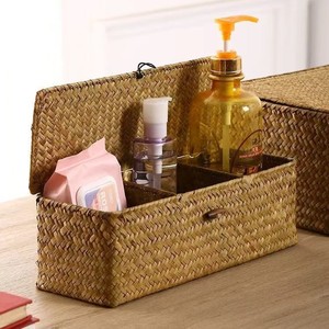 Panier de rangement en rotin écologique, en <span class=keywords><strong>osier</strong></span>, en herbe de mer, pour comptoirs, placards, étagères, commode, panier en herbe de mer tissé - Product Image 3