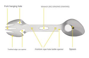 DFU81 personnalisé noir SS Survival Gear Inoxydable Camping Ustensiles <span class=keywords><strong>De</strong></span> <span class=keywords><strong>Cuisine</strong></span> Multifonction Couteau En Acier Cuillère Fourchette Pour Le Camping En Plein Air - Product Image 4