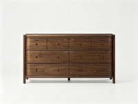 Commode à 8 tiroirs FERLY style Californie, finition bois, meuble de rangement pour chambre à coucher