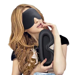 Custom removable Memory Foam Eyelash Adjustable Sleeping face Deep cup silk 3D Sleep Eye Mask for eye lashes