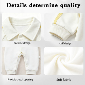 Herfst Cartoon Vispatroon Lange Mouwen Unisex Baby Romper Ronde Hals Knoop 100% Katoen Wasbaar Ademend Babykleding - Product Image 3