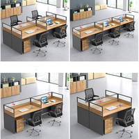 Mobilier de bureau au design moderne, 4 places, poste de travail du personnel, forme I, table d'ordinateur en bois, bureau, bureau